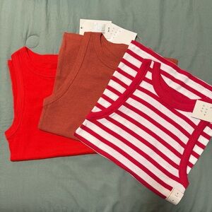 a new day LOT of Women's Tank Tops - Red, Brown, and Red Stripes, Size Small